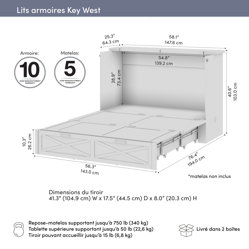 Key West Murphy Cabinet Bed with Pullout Drawer