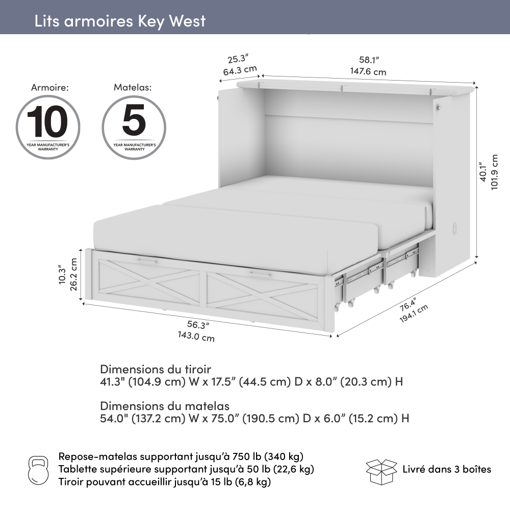 Key West Murphy Cabinet Bed with Pullout Drawer