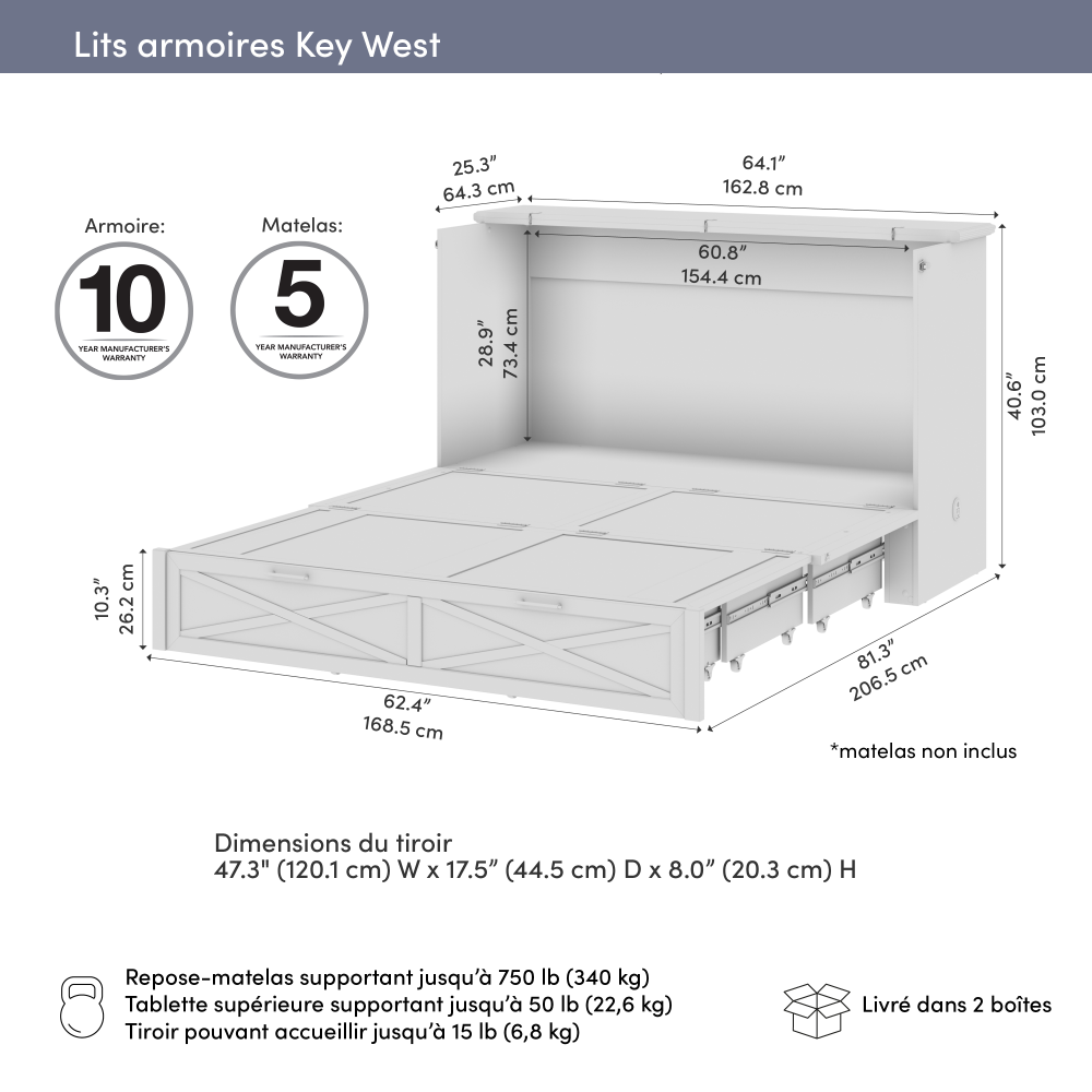 Key West Murphy Cabinet Bed with Pullout Drawer