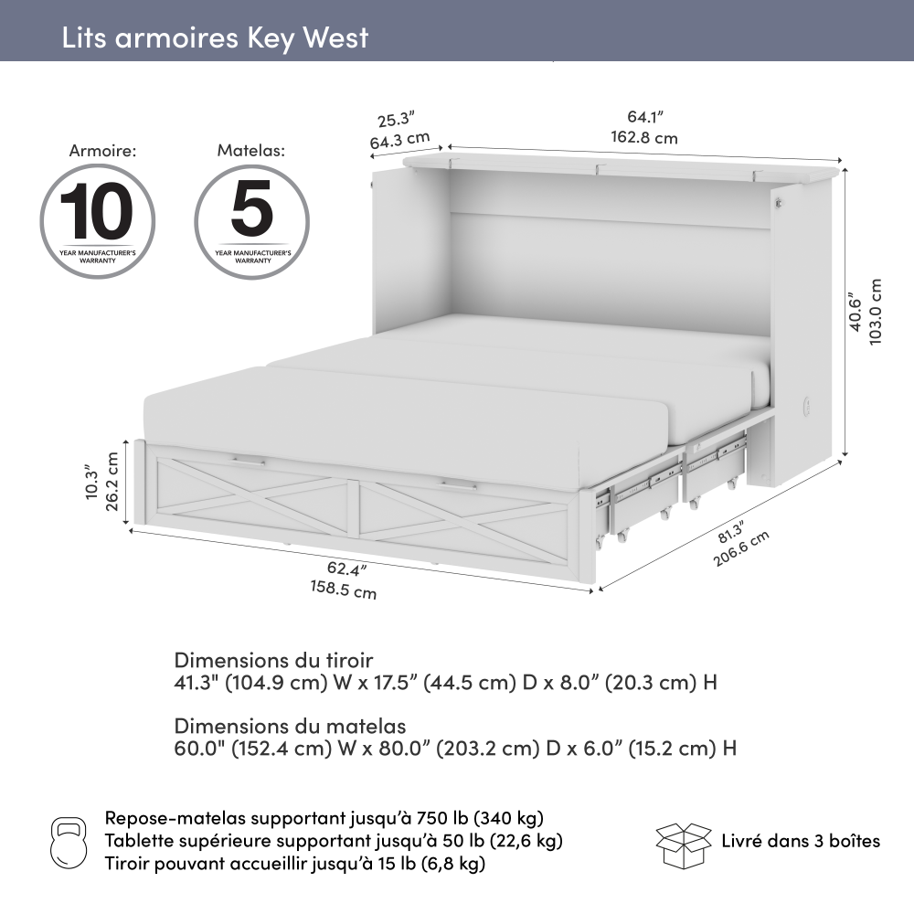 Key West Murphy Cabinet Bed with Pullout Drawer
