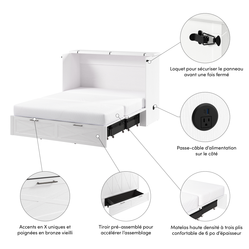 Key West Murphy Cabinet Bed with Pullout Drawer