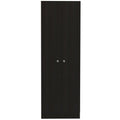 71" Black Wood Pantry Or Storage Closet