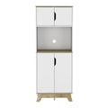 67" Light Oak and White Pantry Cabinet with Two Shelves