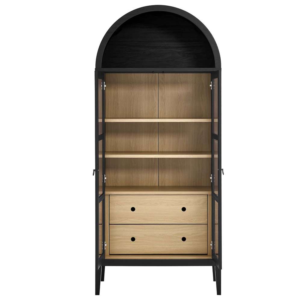 Nolan Tall Storage Display Cabinet EEI-6639-BLK-OAK in Black Oak