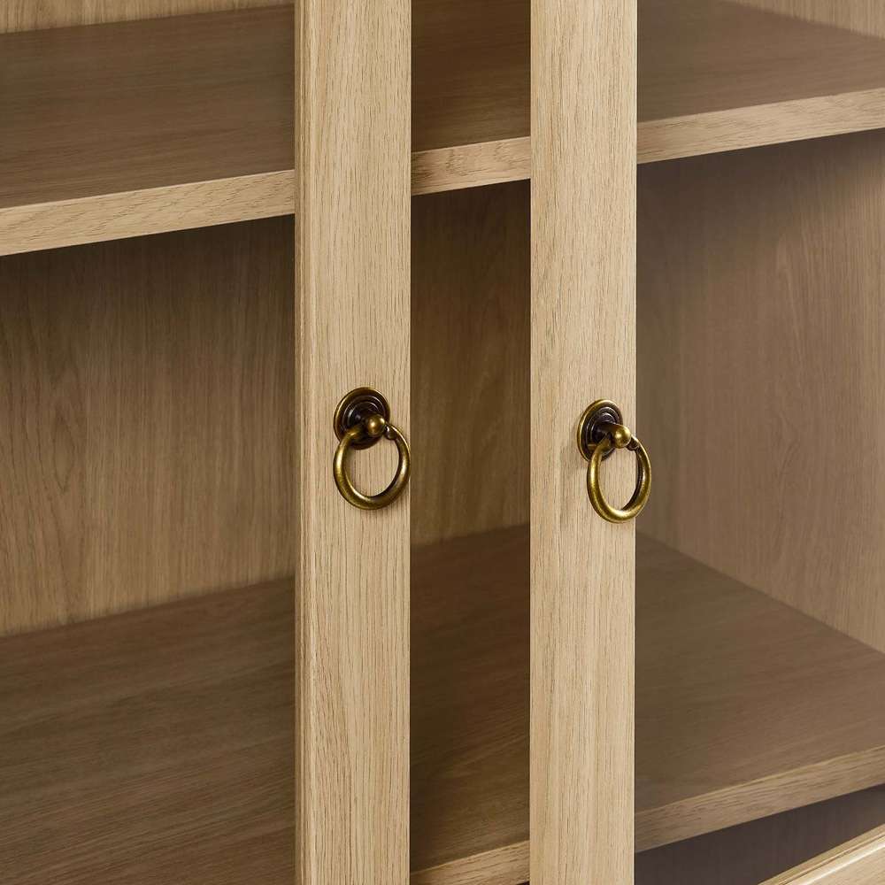 Tessa Tall Storage Display Cabinet EEI-6638-OAK in Oak