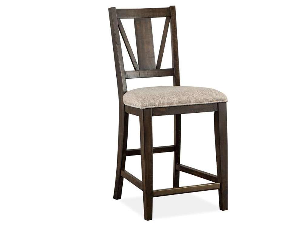 Wood Counter Chair w/Upholstered Seat Set of 2 D4399-82
