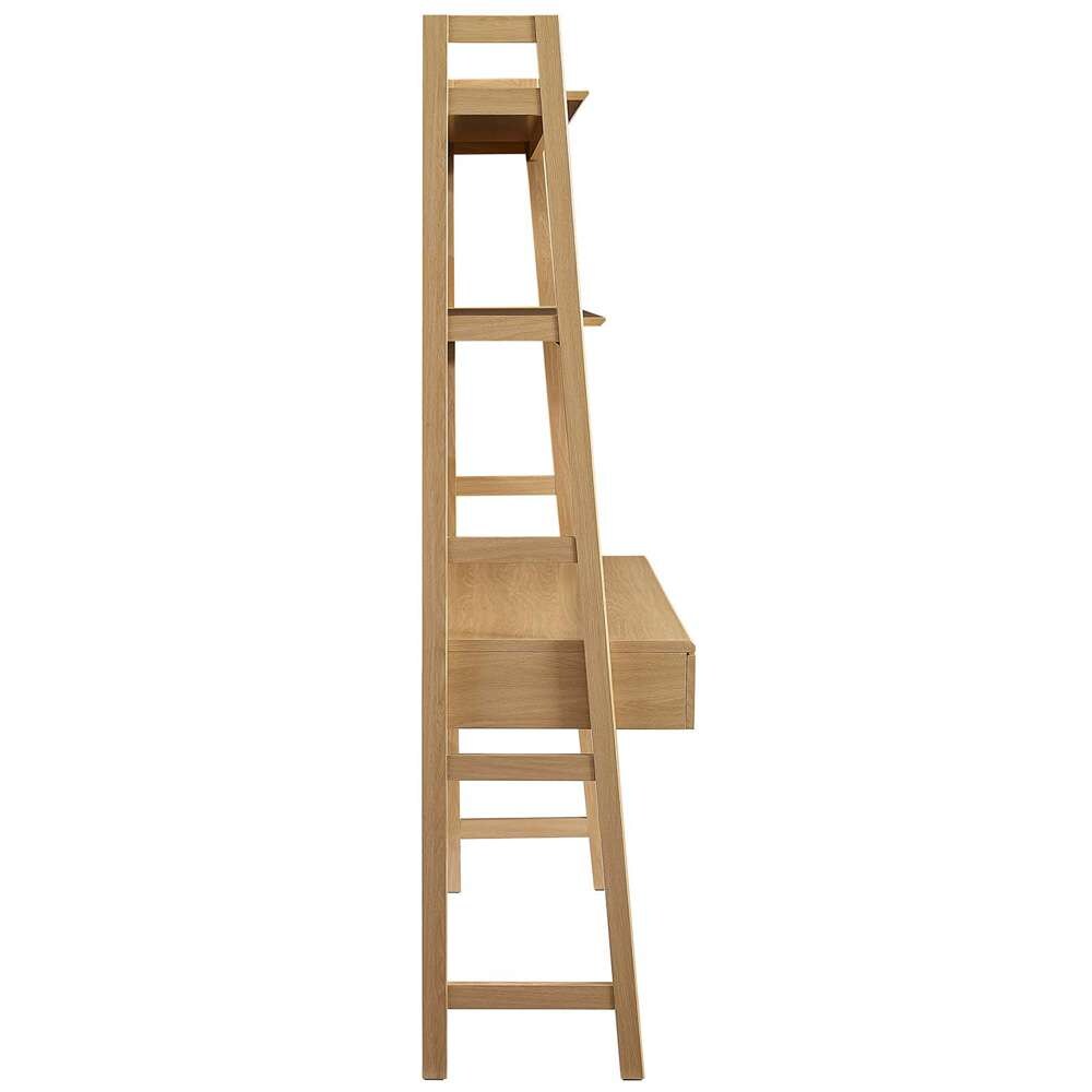 Bixby Tiered Office Desk with Bookshelf in Oak
