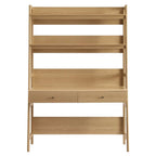 Bixby Tiered Office Desk with Bookshelf in Oak