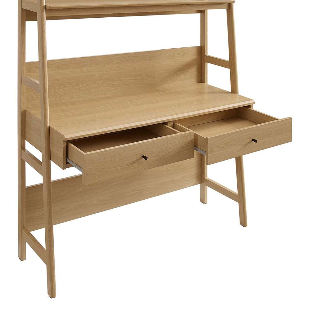 Bixby Tiered Office Desk with Bookshelf in Oak