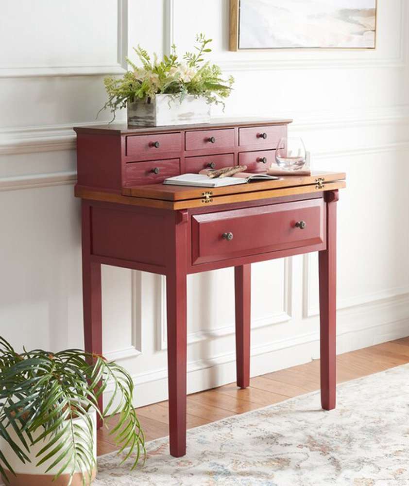 American Home Abigail Fold Down Desk in Cherry and Oak