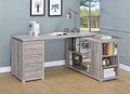 Coaster Yvette L-Shape Office Desk in Grey Driftwood