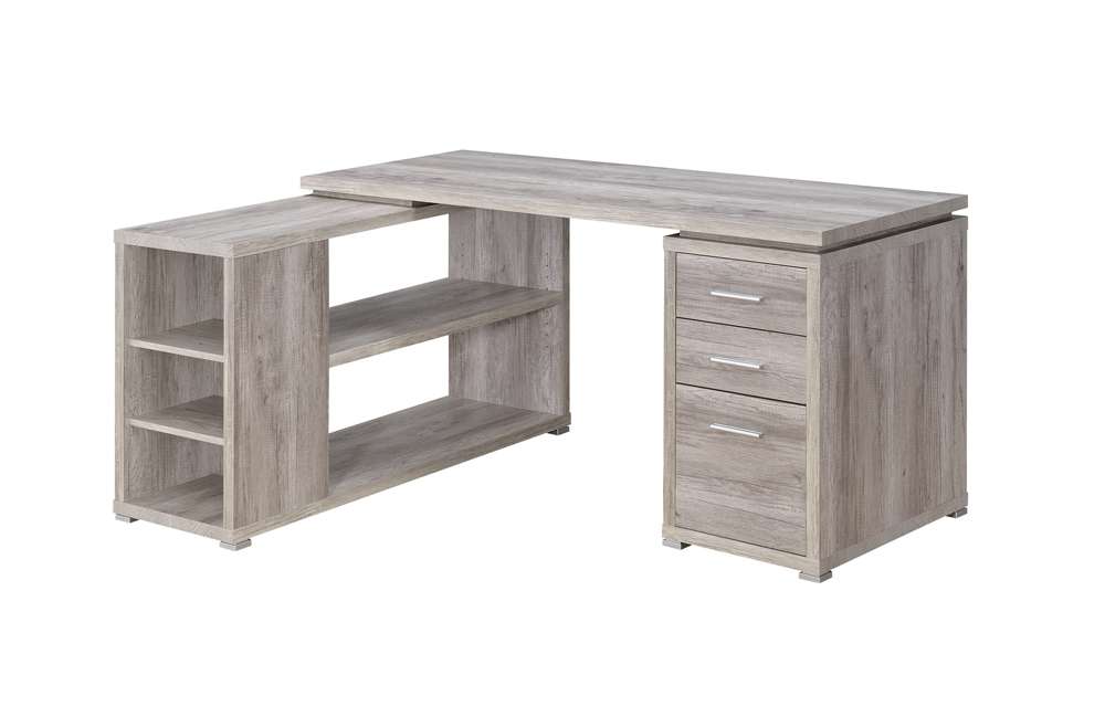 Coaster Yvette L-Shape Office Desk in Grey Driftwood