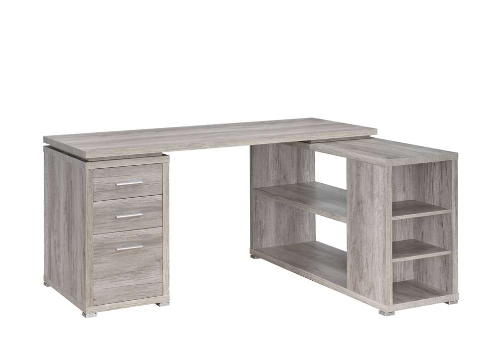 Coaster Yvette L-Shape Office Desk in Grey Driftwood