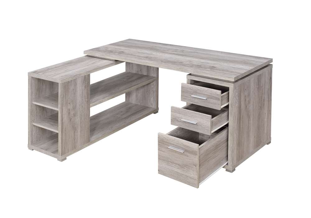 Coaster Yvette L-Shape Office Desk in Grey Driftwood