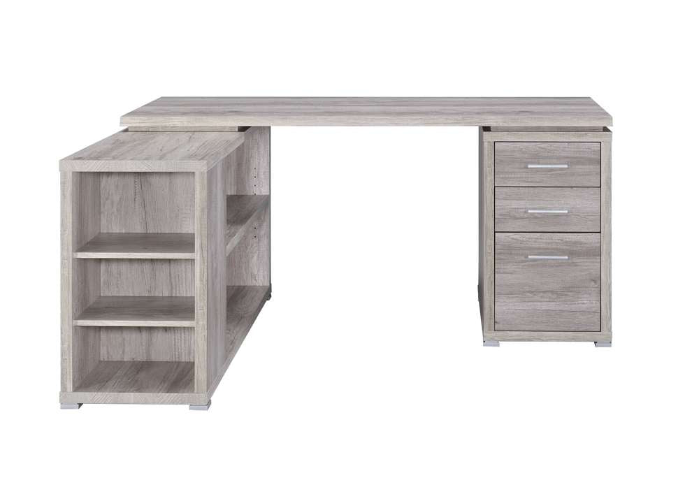 Coaster Yvette L-Shape Office Desk in Grey Driftwood