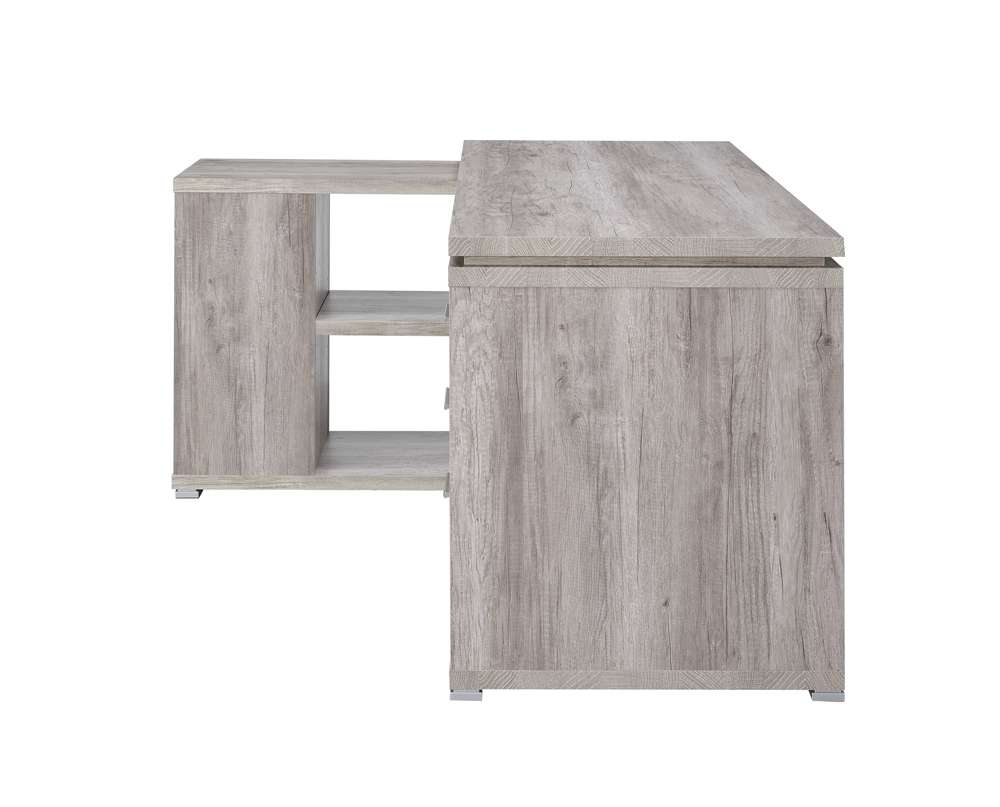 Coaster Yvette L-Shape Office Desk in Grey Driftwood