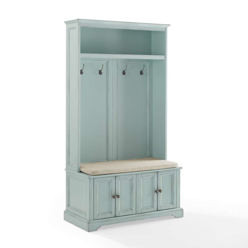 Holbrook Hall Tree CF6039-BL in Distressed Seafoam Blue/Oatmeal