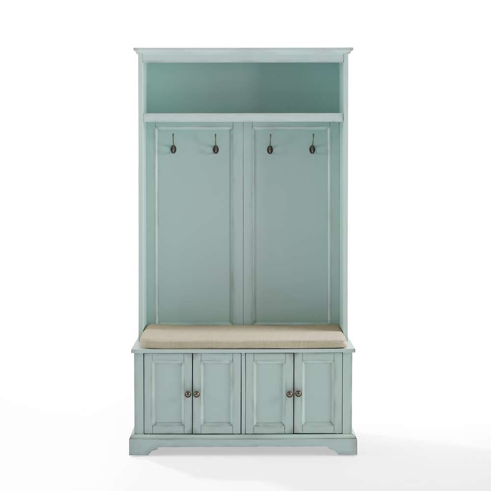 Holbrook Hall Tree CF6039-BL in Distressed Seafoam Blue/Oatmeal