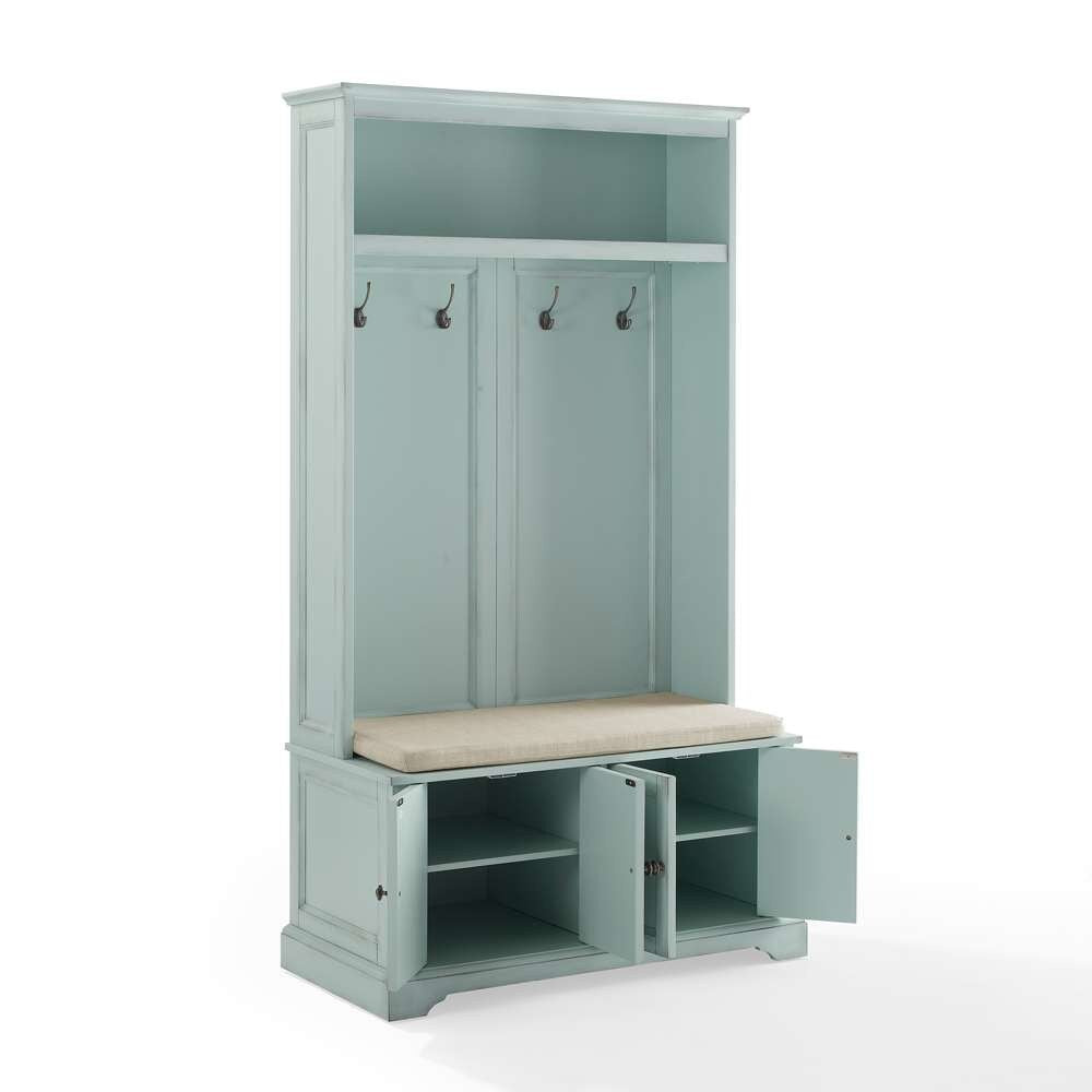 Holbrook Hall Tree CF6039-BL in Distressed Seafoam Blue/Oatmeal