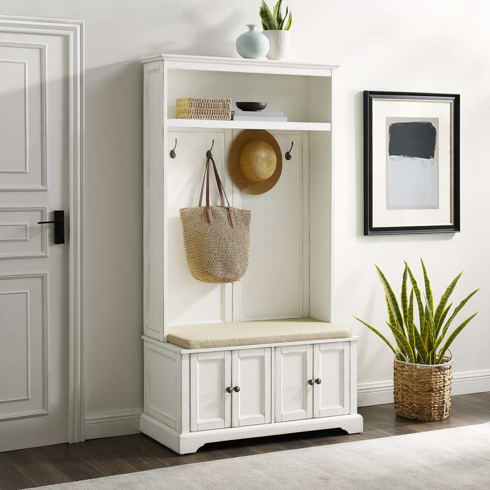 Holbrook Hall Tree CF6039-WH in Distressed White/Oatmeal