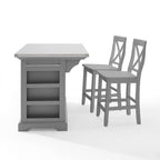 Julia Stainless Steel Top Island with X-Back Stools KF30064GY-GY in Gray / Gray