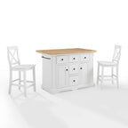 Julia Wood Top Island W/X-Back Stools KF30067WH-WH