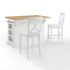 Julia Wood Top Island W/X-Back Stools KF30067WH-WH