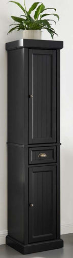 Seaside Tall Linen Cabinet CF7019-BK in Distressed Black