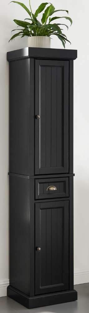 Seaside Tall Linen Cabinet CF7019-BK in Distressed Black