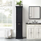 Seaside Tall Linen Cabinet CF7019-BK in Distressed Black