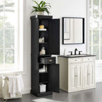 Seaside Tall Linen Cabinet CF7019-BK in Distressed Black