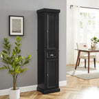 Seaside Tall Linen Cabinet CF7019-BK in Distressed Black