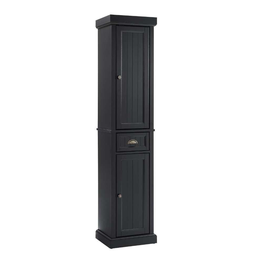 Seaside Tall Linen Cabinet CF7019-BK in Distressed Black