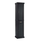 Seaside Tall Linen Cabinet CF7019-BK in Distressed Black