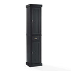 Seaside Tall Linen Cabinet CF7019-BK in Distressed Black