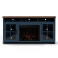 Nantucket 74in Fireplace TV Stand NT5110.BWK in Blue Denim and Whiskey Finish