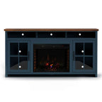 Nantucket 74in Fireplace TV Stand NT5110.BWK in Blue Denim and Whiskey Finish
