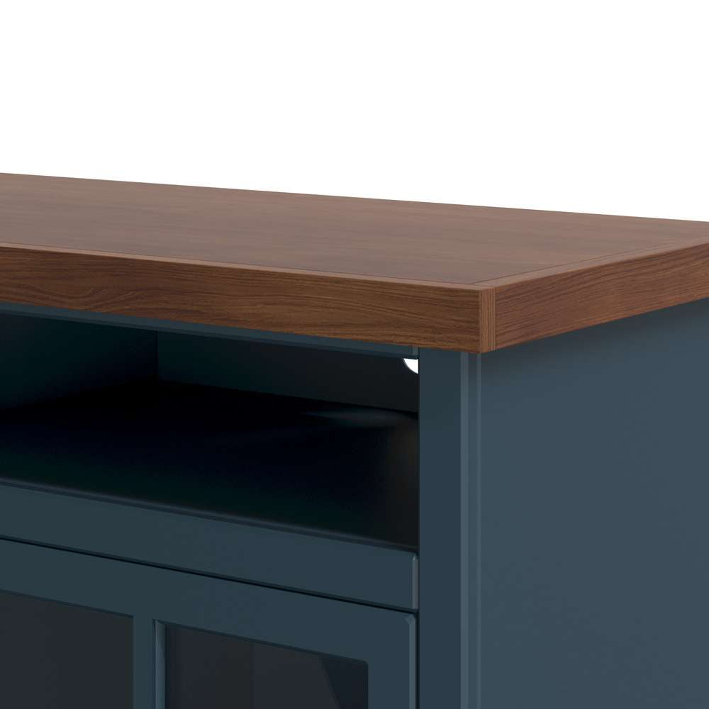 Nantucket 74in Fireplace TV Stand NT5110.BWK in Blue Denim and Whiskey Finish