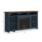 Nantucket 74in Fireplace TV Stand NT5110.BWK in Blue Denim and Whiskey Finish