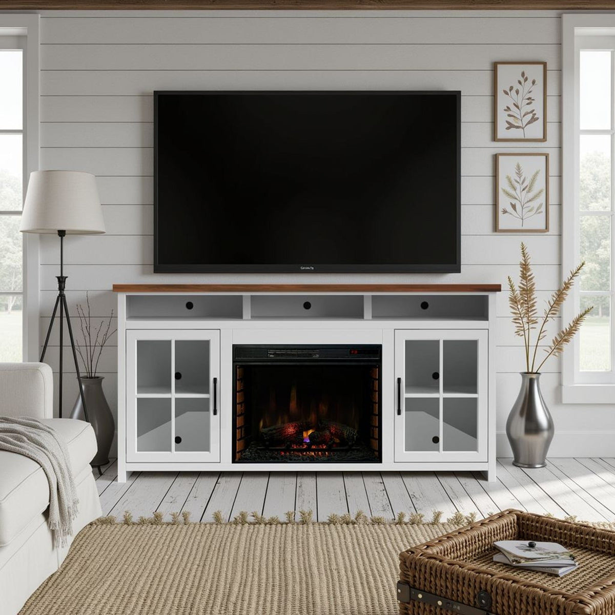 Hampton 74in Fireplace TV Stand HT5110.BJW