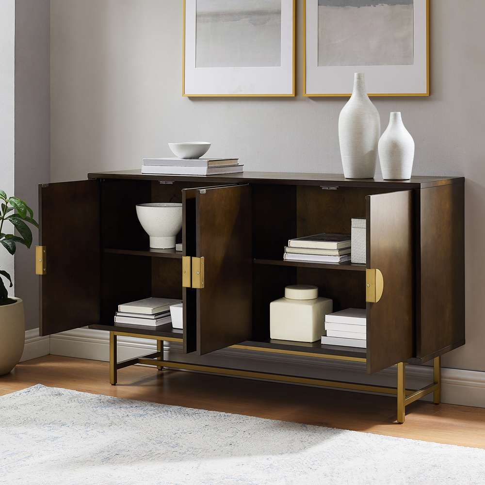 Blair Sideboard CF4220-BR in Dark Brown/Gold