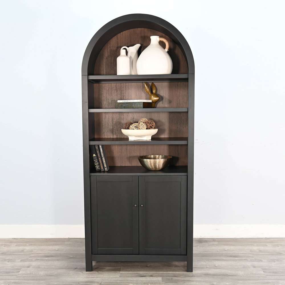 Arched Display Cabinet with Doors 2116BL in Black