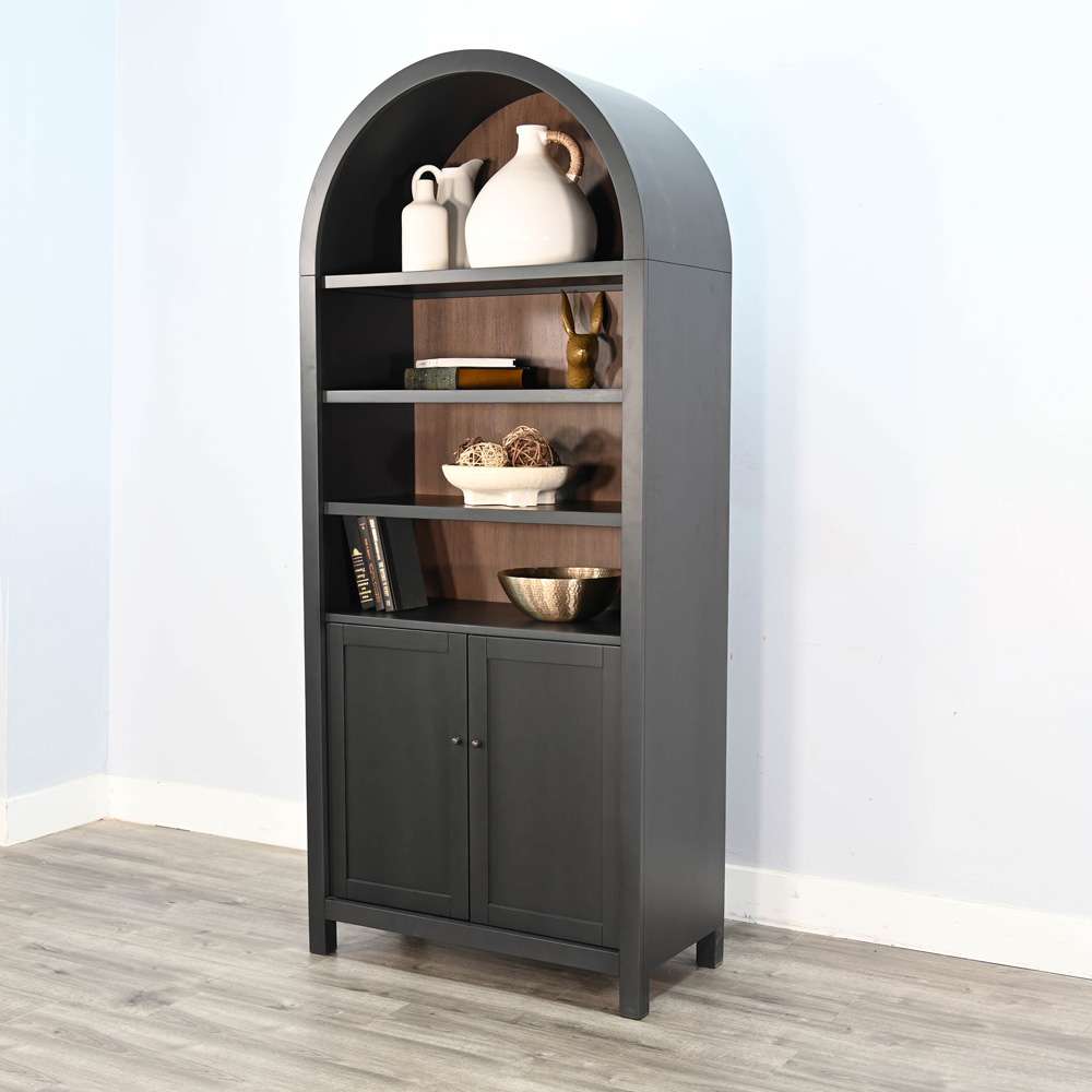 Arched Display Cabinet with Doors 2116BL in Black