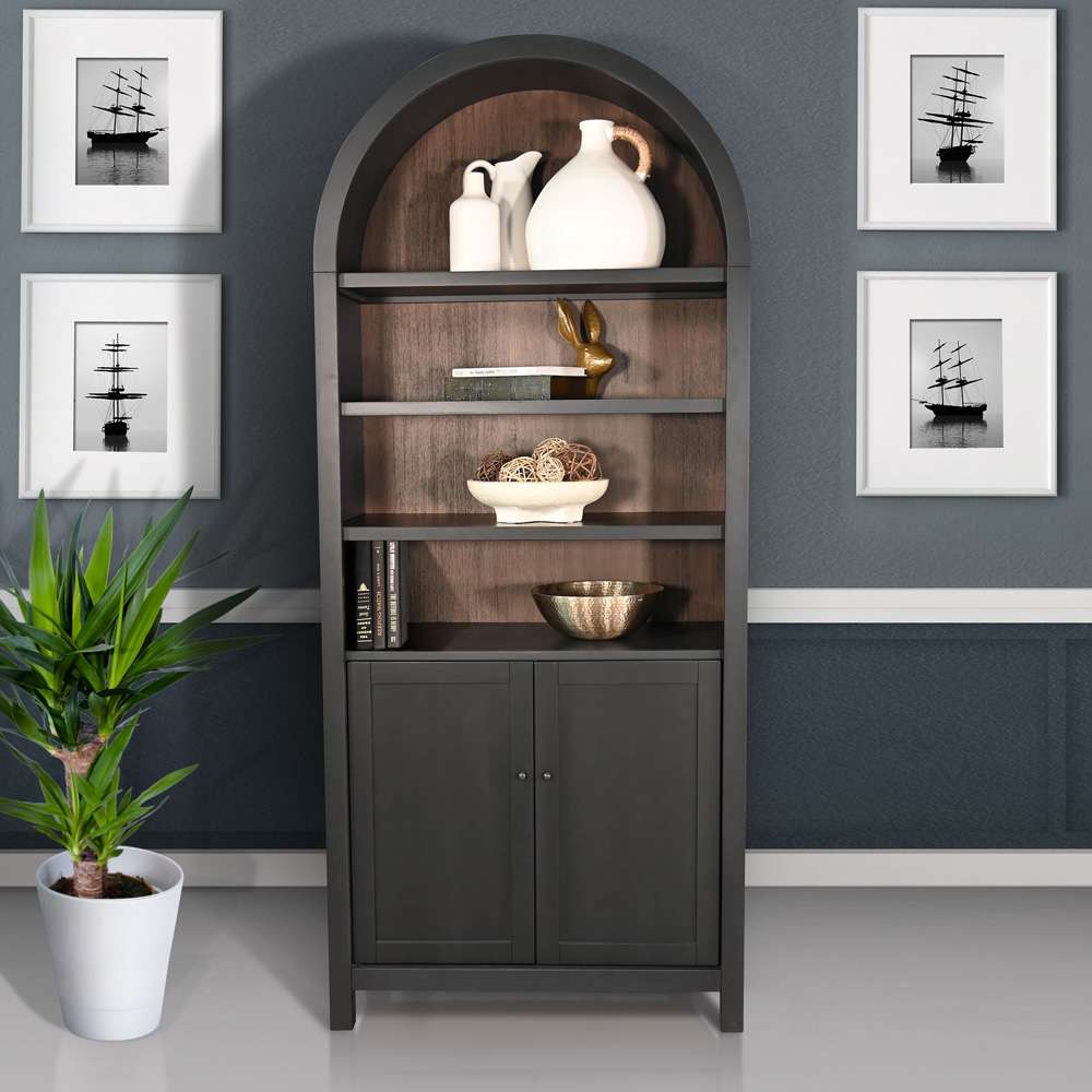 Arched Display Cabinet with Doors 2116BL in Black