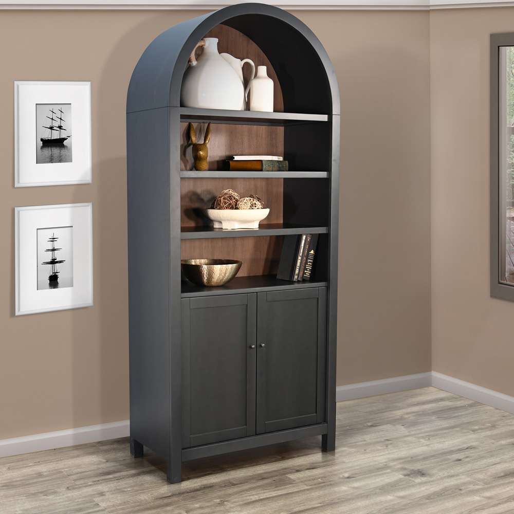 Arched Display Cabinet with Doors 2116BL in Black