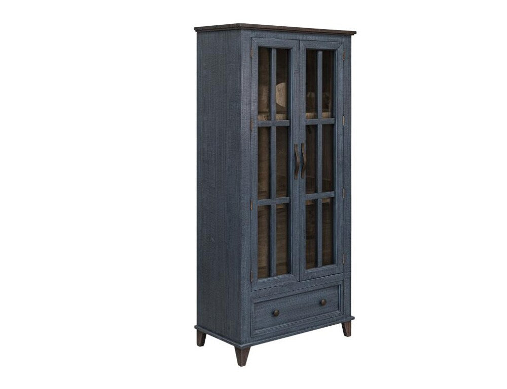 Toscana 1 Drawer 2 Glass Doors Cabinet IFD1601CABBL in Blue