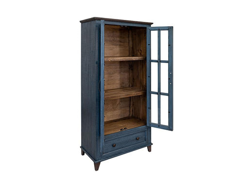 Toscana 1 Drawer 2 Glass Doors Cabinet IFD1601CABBL in Blue