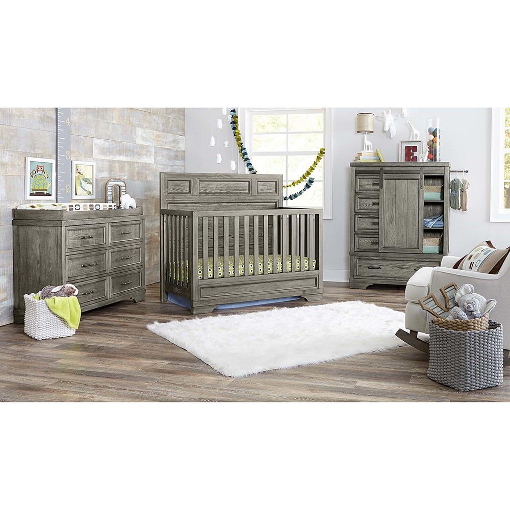 Foundry Flat Top Convertible Crib FN-CR-2701NR-BPT in Brushed Pewter