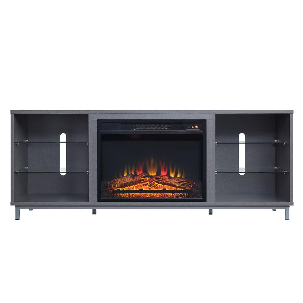Brighton 60in Fireplace TV Stand FP4-GY in BlackGrey