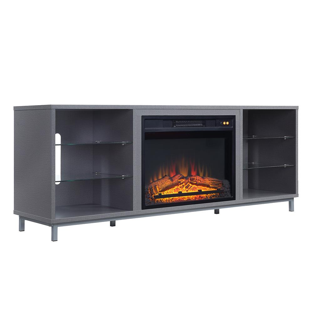 Brighton 60in Fireplace TV Stand FP4-GY in BlackGrey
